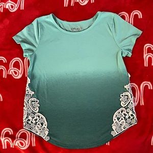 Teal flower side shirt